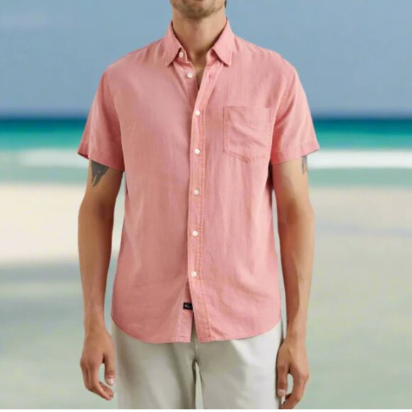 Rails Other - Rails Paros Linen Blend Shirt Mens XL Short Sleeve Pink Button-Up Lightweight